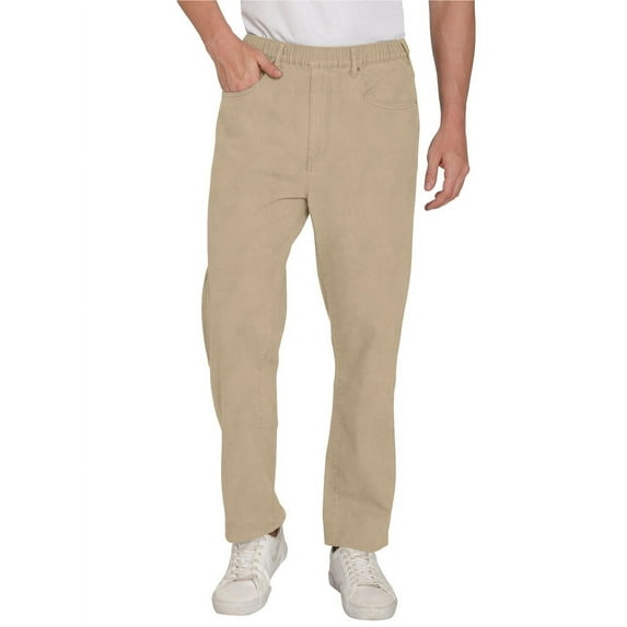 Turtle Bay New York Mens Comfort Fit Casual Elastic Waist Pull on Jeans in Denim and Twill