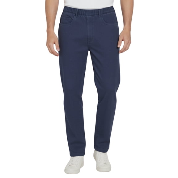 Turtle Bay New York Mens Comfort Fit Casual Elastic Waist Pull on Pants in Twill (Plus Sizes)