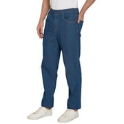 Turtle Bay New York Mens Comfort Fit Casual Elastic Waist Pull on Jeans in Denim and Twill
