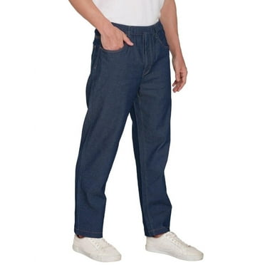 Turtle Bay New York Mens Comfort Fit Casual Elastic Waist Pull on Jeans in Denim and Twill