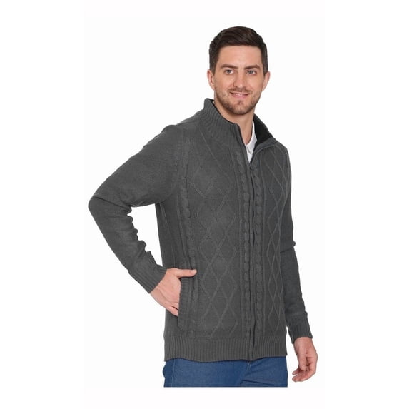 Turtle Bay New York Mens Sherpa Fleece Lined Zip Front Sweater Jacket