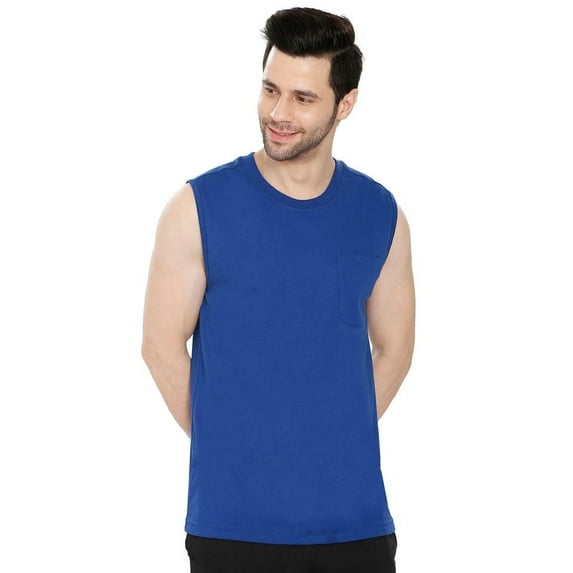 Turtle Bay New York Mens Sleeveless T-Shirt with Pocket - A No Cling Comfort Fit Tank