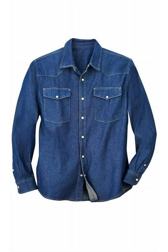 Mens Western Snap Front Button Shirt in Denim and Twill