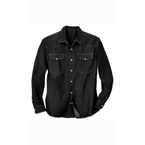 Turtle Bay New York Mens Western Snap Front Button Shirt in Denim and Twill