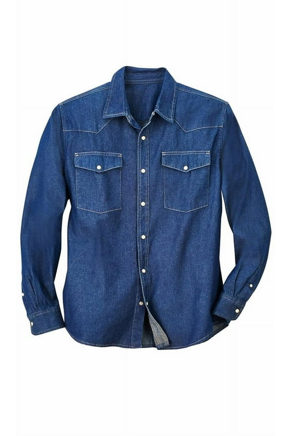 Mens Western Snap Front Button Shirt in Denim and Twill