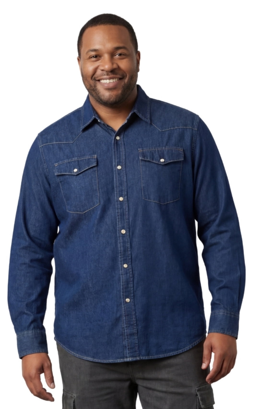 Turtle Bay New York, Mens Western Snap Front Shirt, XL, Blue
