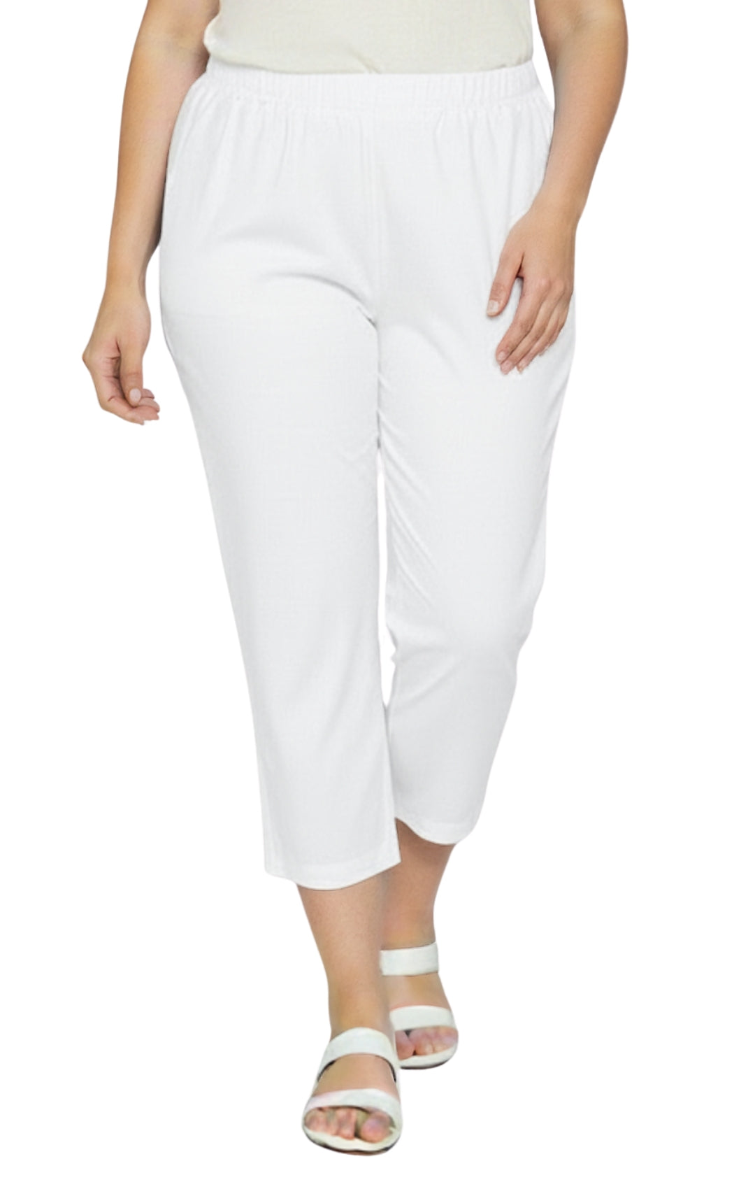 Turtle Bay New York Women's Cotton Elastic Waist Crop Pants Jeans ...