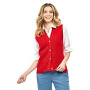 Turtle Bay New York  Women's Button Front Cable Cardigan Sweater Vest - Button up Cable Knit