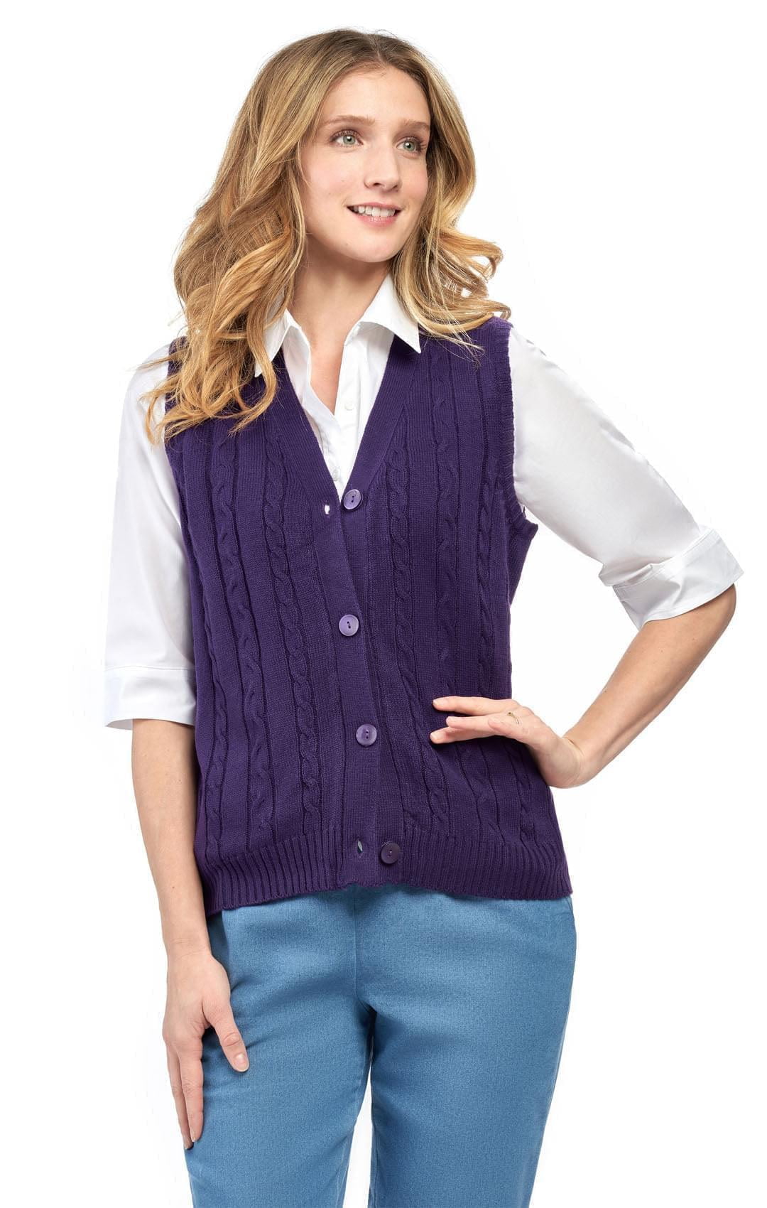 Turtle Bay New York Women’s Button Front Cable Cardigan Sweater Vest