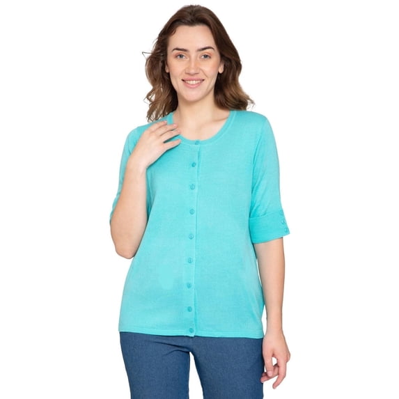 Turtle Bay New York Women's Button Front Cardigan with a Unique Elbow Cuff Style