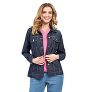 Turtle Bay New York Womens Button Front Classic Denim Jacket with front pocket