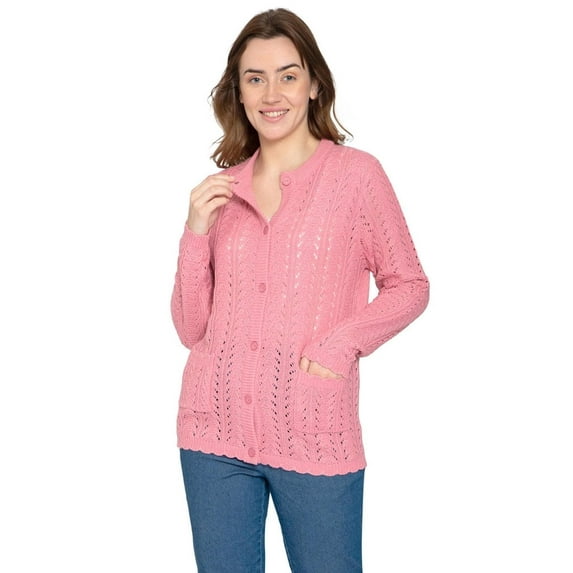Turtle Bay New York Women's Button Front Pointelle Cardigan Sweater