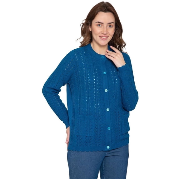 Turtle Bay New York Women's Button Front Pointelle Cardigan Sweater