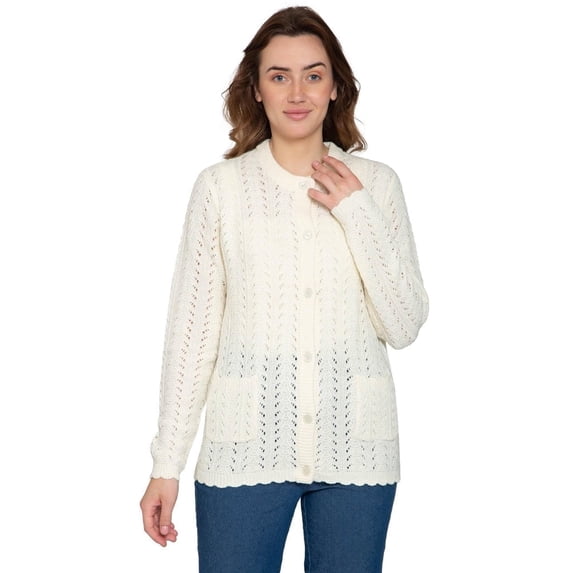 Turtle Bay New York Women's Button Front Pointelle Cardigan Sweater