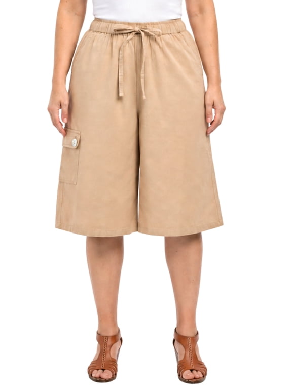 Women's 100% Calcutta Cotton Split Skirt Culottes with Cargo Pockets