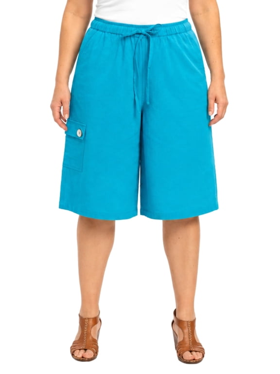 Women's 100% Calcutta Cotton Split Skirt Culottes with Cargo Pockets