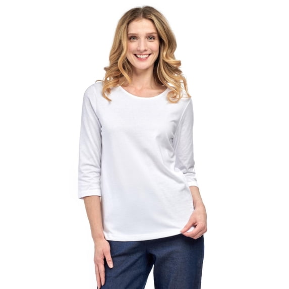 Turtle Bay New York Women's Classic Comfort Fit 3/4 Sleeve length Crew Neck Jersey Knit T-Shirt