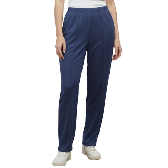 Turtle Bay New York Womens Classic Polyester Pants - Pull On Slacks with Elastic Waist and Side Pockets