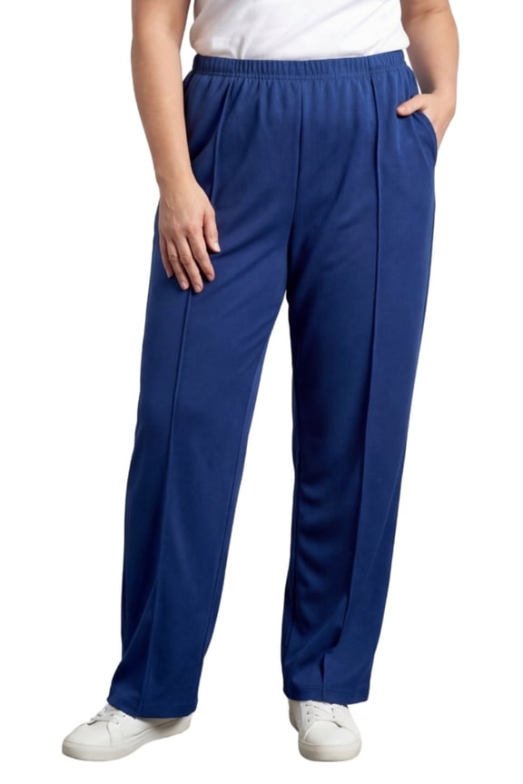 Womens Pull On Polyester Slacks Elastic Waist