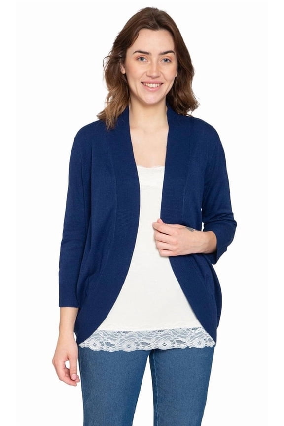 Women's Curved Hem Cardigan with open front in Soft fabric