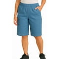 thumbnail image 1 of Turtle Bay New York Women's Casual Elastic Waist Knee Length Cotton Blend Denim Bermuda Shorts (Plus Sizes), 1 of 9