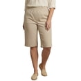 thumbnail image 1 of Turtle Bay New York Women's Lightweight Twill Bermuda Shorts Elastic Waist Plus Sizes, 1 of 3
