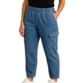 thumbnail image 1 of Turtle Bay New York Women's Elastic Stretch Waist Casual Denim Pull-on Cargo Pants, 1 of 8