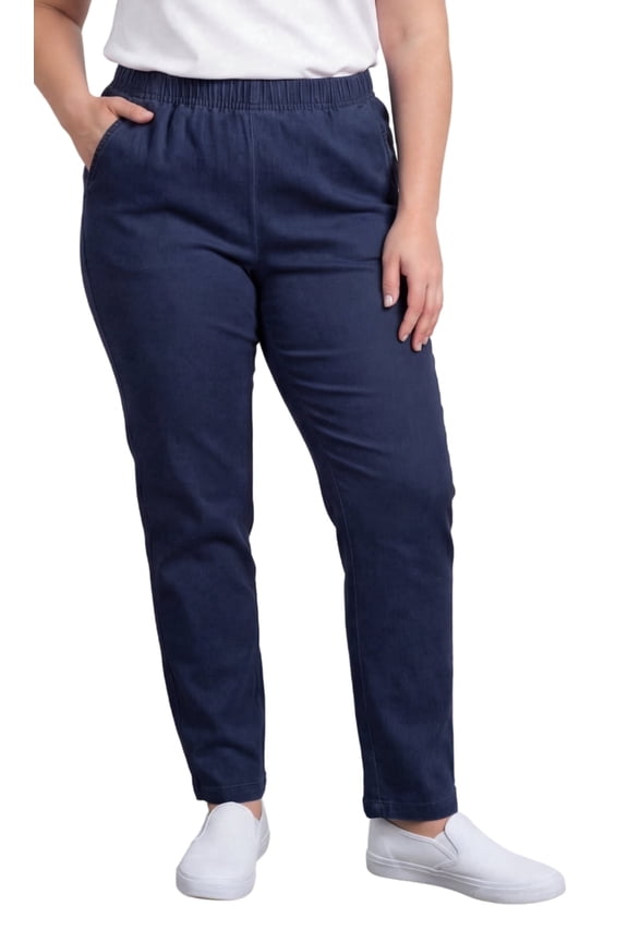 Women’s Pull-On Pants, Elastic Waist, Soft Cotton Blend Lightweight Twill, Plus Sizes Available