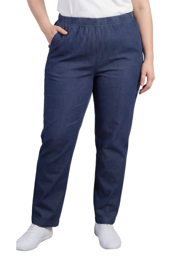 Women's Lightweight Pull-On Stretch Denim Jeans, Elastic Waist Relaxed Fit Plus Sizes Available
