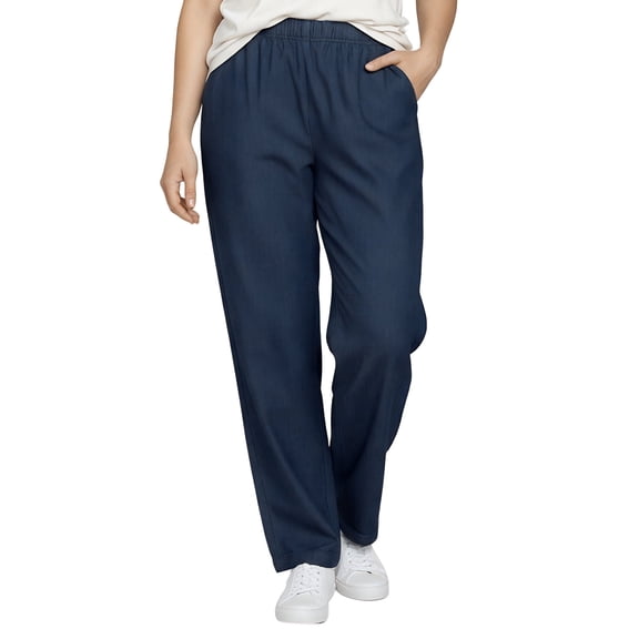 Turtle Bay New York Women’s Pull-On Denim Jeans – Soft Cotton-Blend Lightweight Denim, Elastic Waist (Plus Sizes)