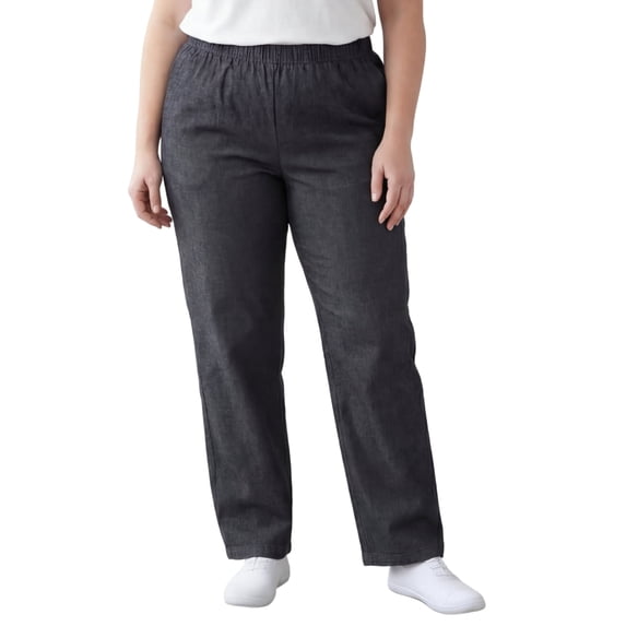 Turtle Bay New York Women's Lightweight Pull-On Stretch Denim Jeans, Elastic Waist Relaxed Fit Plus Sizes Available