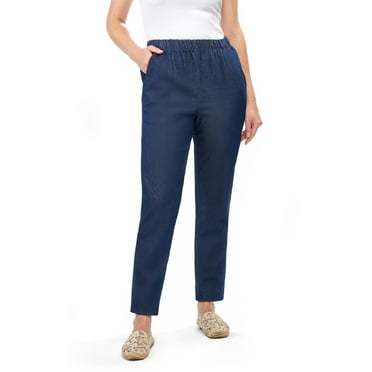 Turtle Bay New York Women's Elastic Waist Pull On Denim Jeans - Soft & Lightweight with a Bit of Stretch