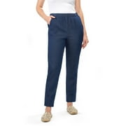Turtle Bay New York Women's Elastic Waist Pull On Denim Jeans - Soft & Lightweight with a Bit of Stretch
