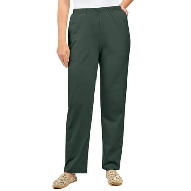 Turtle Bay New York Women's Knit Pull on Pants - Cotton Blend with Flat Front waistband