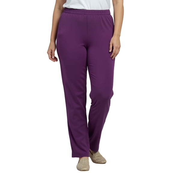 Turtle Bay New York Women's Plus Size Pleated Knit Pull on Pants - Cotton Blend Sweatpants with Flat Front Waistband and Side Seam Pockets