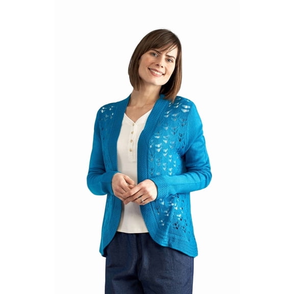 Turtle Bay New York Women's Open Front Curved Hem Pointelle Shrug in Soft Acryllic