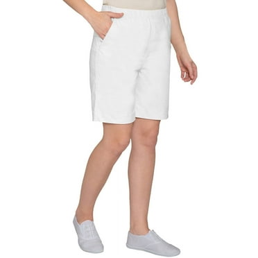 Turtle Bay New York Women's Pull On Twill Shorts with Stretch Waist - No zipper or Buttons (Plus Sizes)