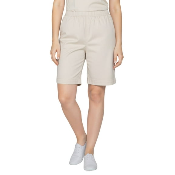 Turtle Bay New York Women's Pull On Twill Shorts with stretch waist - No zipper or buttons (Plus Sizes)