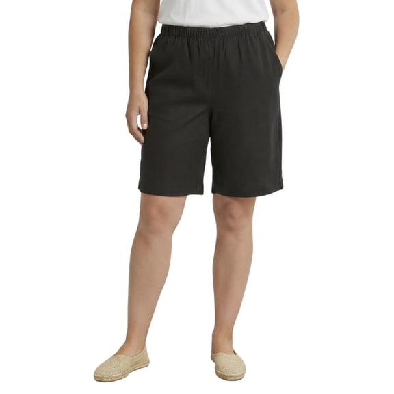 Turtle Bay New York Women’s Pull-On Stretch-Waist Denim Shorts – No Zipper, No Button, Soft Comfort(Plus Sizes)