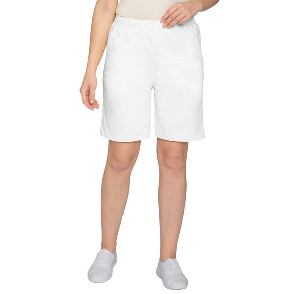 Turtle Bay New York Women's Pull On Twill Shorts with stretch waist - No zipper or buttons (Plus Sizes)