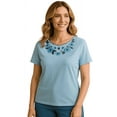 thumbnail image 1 of Turtle Bay New York Women's Scalloped Neckline Embellished Tee, 1 of 5