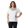 thumbnail image 1 of Turtle Bay New York Women's Scalloped Neckline Embellished Tee, 1 of 5