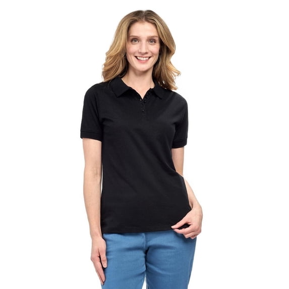 Turtle Bay New York Women's Short Sleeve Pique Knit Polo Shirt in Relaxed Fit Pocketless Jersey