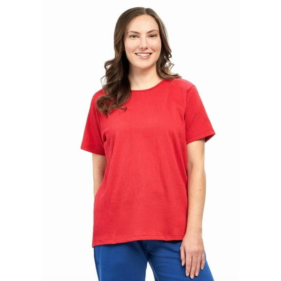 Turtle Bay New York Women's Textured Knit T-shirt with jewel neckline and short sleeves