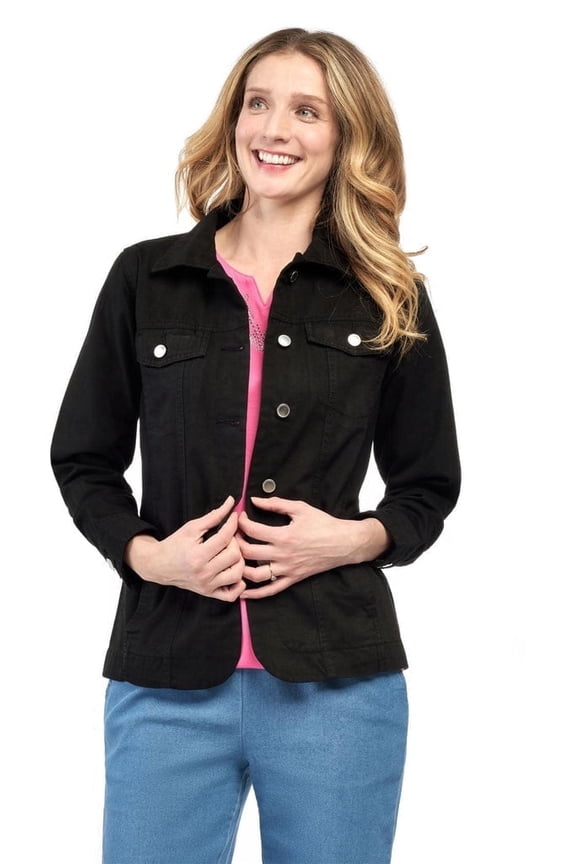 Womens Button Front Brushed Twill Jacket
