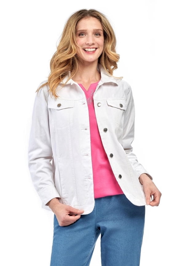Womens Button Front Brushed Twill Jacket