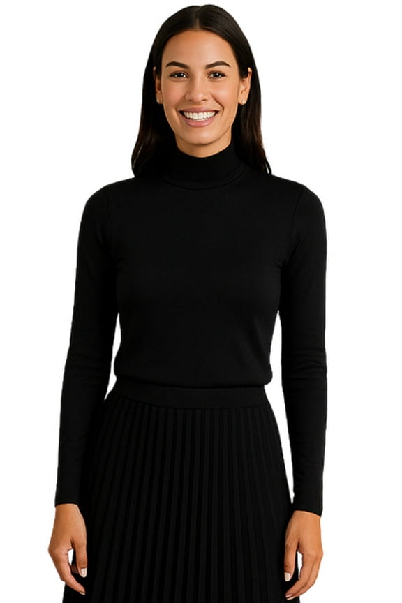 Womens Long Sleeve Cotton Blend Mock Neck Top - An All-Season Essential