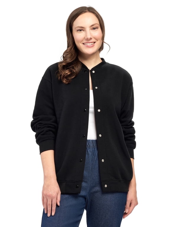 Womens Snap Up Jacket - Soft, Fleecy Lining for Three-Season Comfort