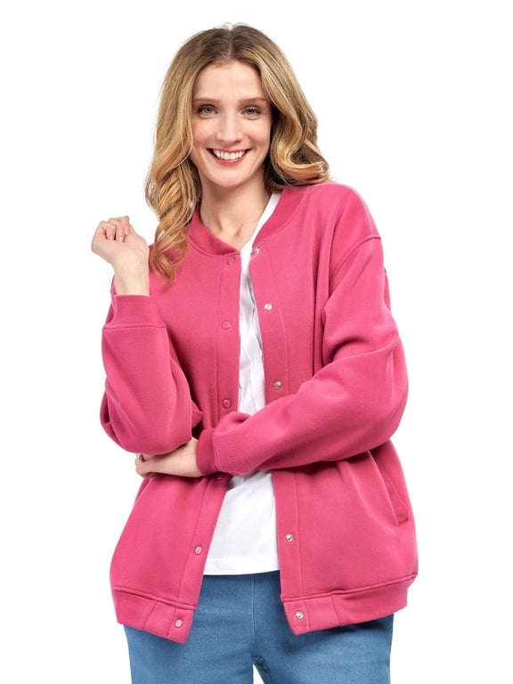 Womens Snap Up Jacket - Soft, Fleecy Lining for Three-Season Comfort