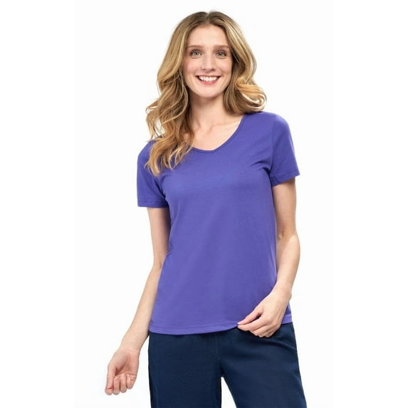 Turtle Bay New York Women’s Short Sleeve V-Neck Tee Shirt - Cotton Blend and Wrinkle Resistant